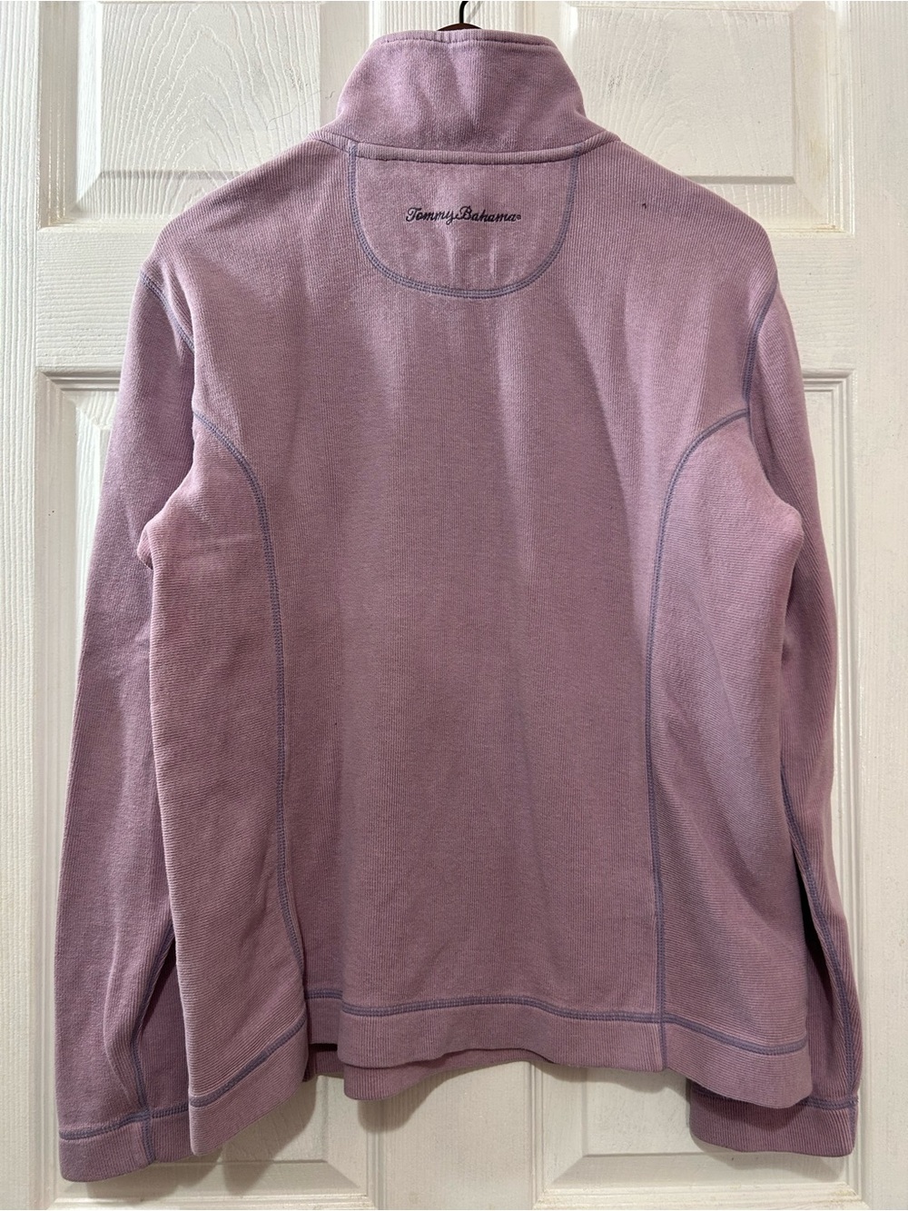 Tommy Bahama Men’s M Lavender Quarter Zip Pullover Sweater Cotton Ribbed Knit - Picture 2 of 6